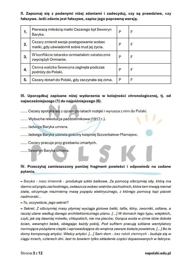 "Przedwiośnie" - sprawdzian ze znajomości lektury | Na Polski